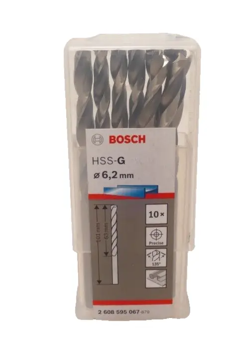 Produktfoto 1 von 10x Bosch 2 608 595 067 HSS-G Metallbohrer | Ø6,2mm 63x101mm| 2608595067