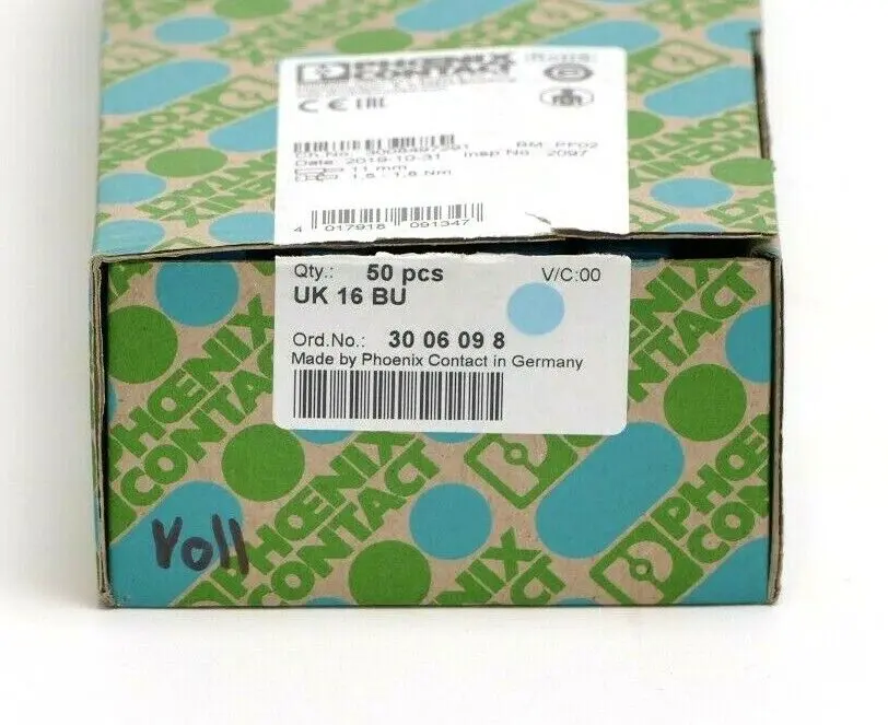 Produktfoto 1 von 50x Phoenix Contact Durchgangs-Reihenklemmen 30 06 09 8 | UK 16 BU | 3006098
