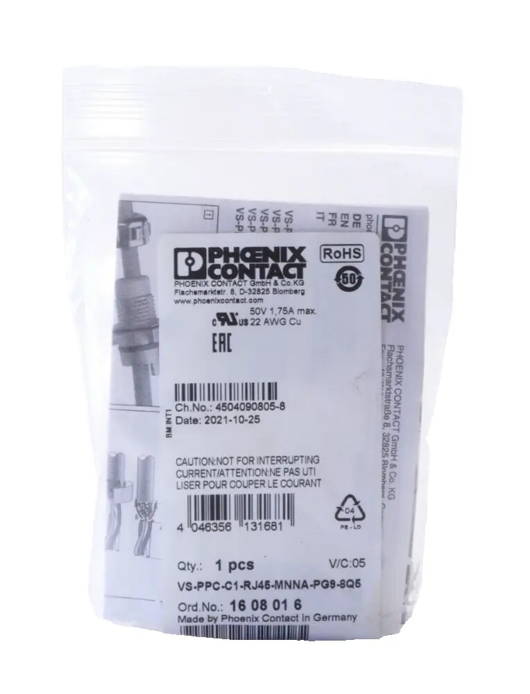 Produktfoto 1 von Phoenix Contact Steckverbinder VS-PPC-C1-RJ45-MNNA-PG9-8Q5 | 1608016