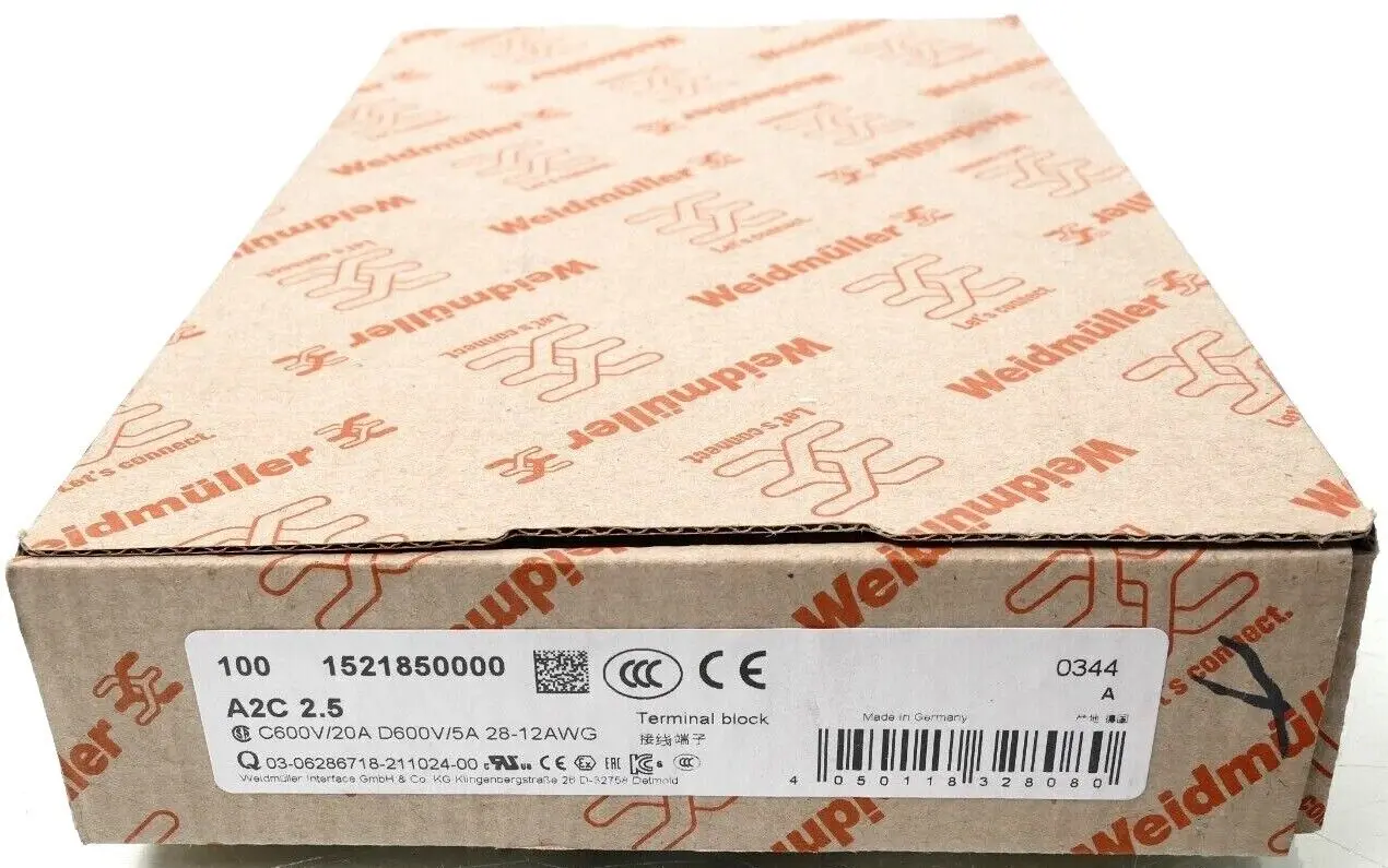 Produktfoto 1 von 100x Weidmüller Durchgangs-Reihenklemme A2C 2.5 | 1521850000