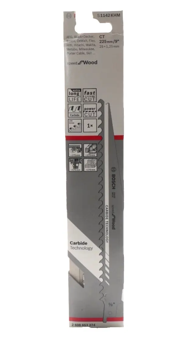 Produktfoto 1 von Bosch Säbelsägeblatt S1142KHM Speed for Wood | CT 225mm/9" | 2608653274