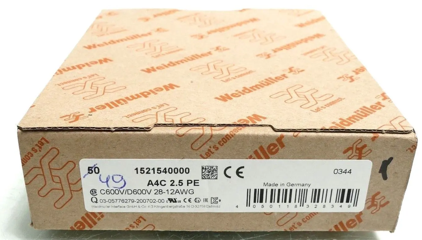 Produktfoto 1 von 49x Weidmüller Reihenklemme A4C 2.5 PE | 1521540000