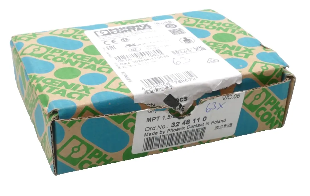 Produktfoto 1 von 63x Phoenix Contact Mini-Schutzleiterklemme 32 48 11 0 | MPT 1,5/S-PE | 3248110
