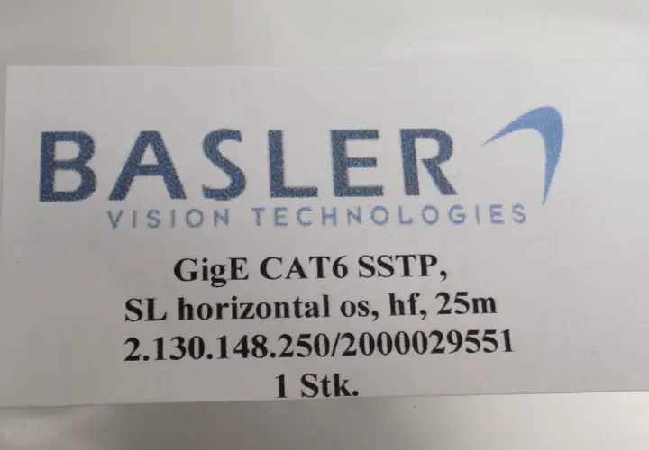 Produktfoto 1 von Basler 2.130.148.250 Kabel GigE, Cat 6 SSTP, SL horizontal RJ45 25m | 2000029551
