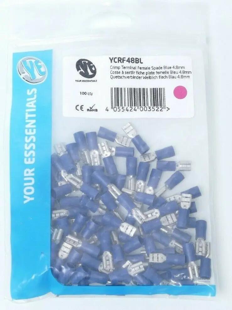 100x YE Quetschverbinder 4,8mm blau | YCRF48BL
