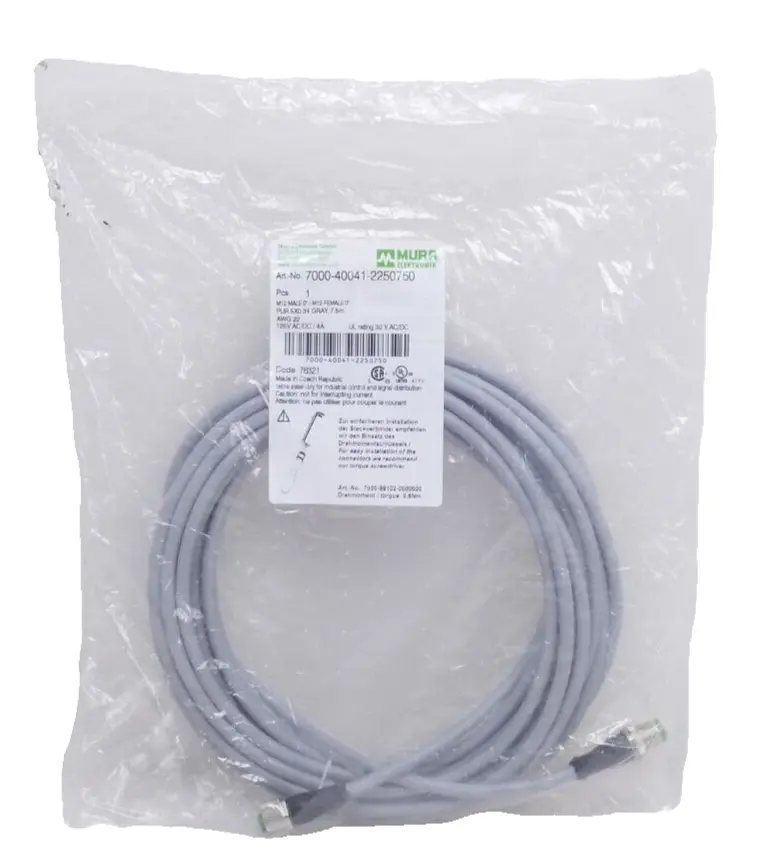 Produktfoto 1 von Murr Elektronik EOL-M12 St. 0° / M12 Bu. 0° A-kod. 7,5m | 7000-40041-2250750
