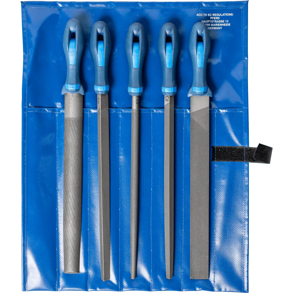 PFERD TOOLS Werkstattfeilen-Set 5-tlg. in Rolltasche 300mm Hieb 2 universell zum Schruppen und Schlichten