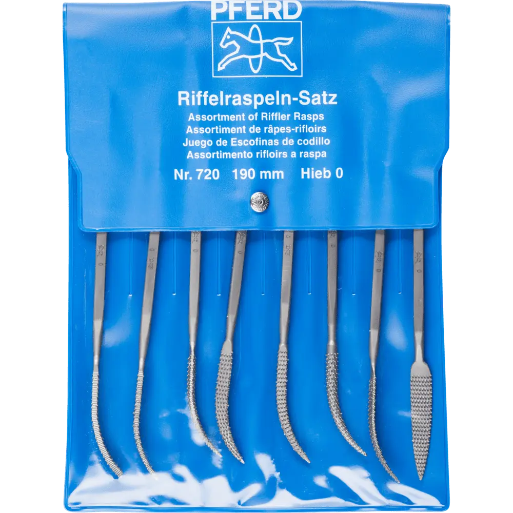 Produktfoto 1 von PFERD TOOLS Präzisions-Riffelfeilen-Set Typ 720 P 190mm Schweizer Hieb 0, grob