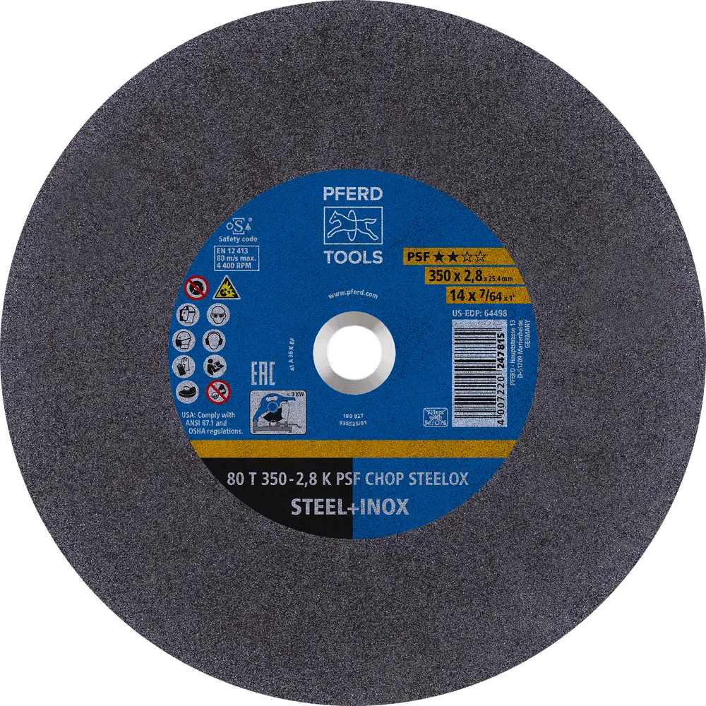 Produktfoto 1 von PFERD TOOLS Trennscheibe Metallkreissäge T 350x2,8x25,4 mm Uni.-Linie PSF CHOP STEELOX Stahl/Edelstahl (10), 10 Stk.
