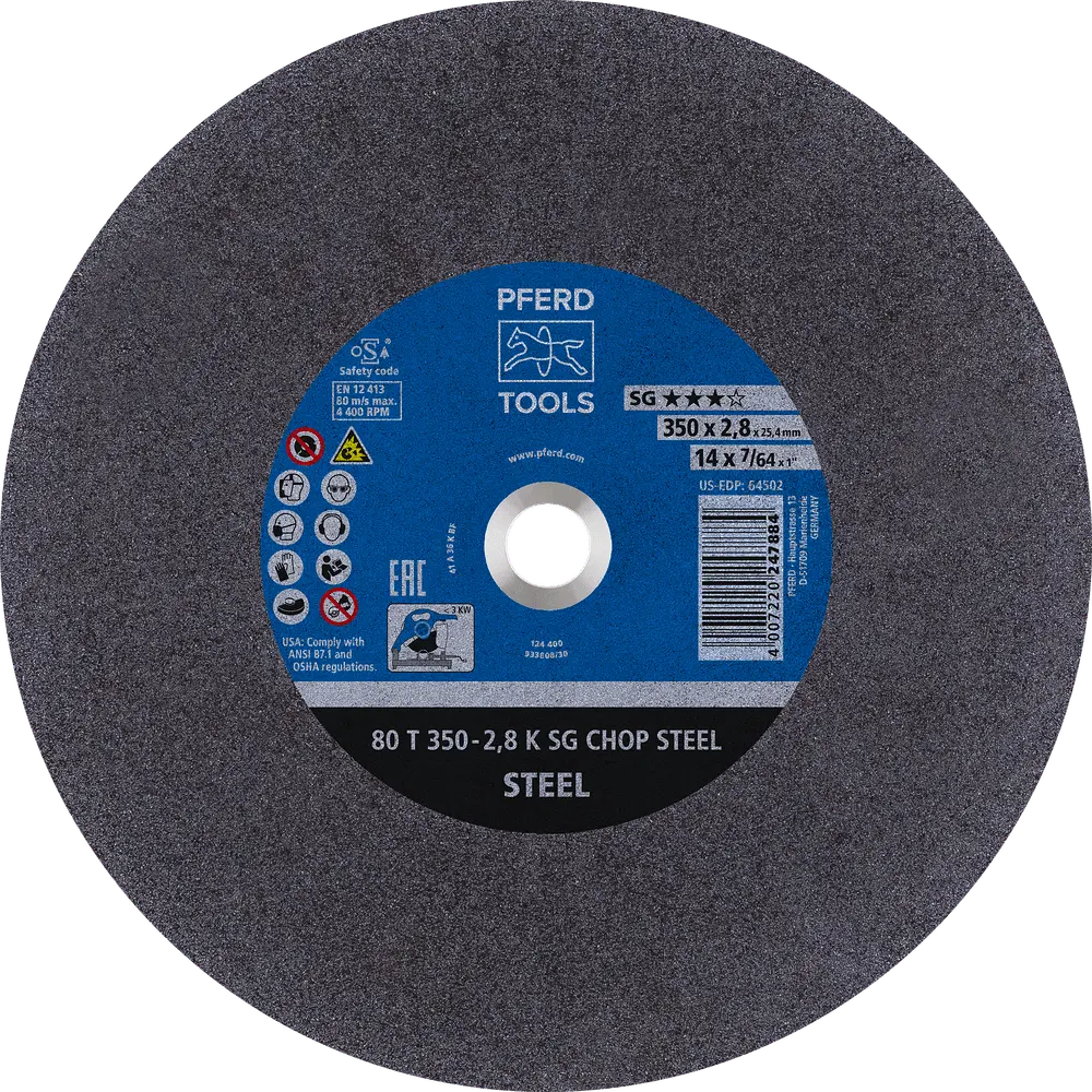 Produktfoto 1 von PFERD TOOLS Trennscheibe Metallkreissäge T 350x2,8x25,4 mm Leistungs-Li. SG CHOP STEEL für Stahl, 10 Stk.