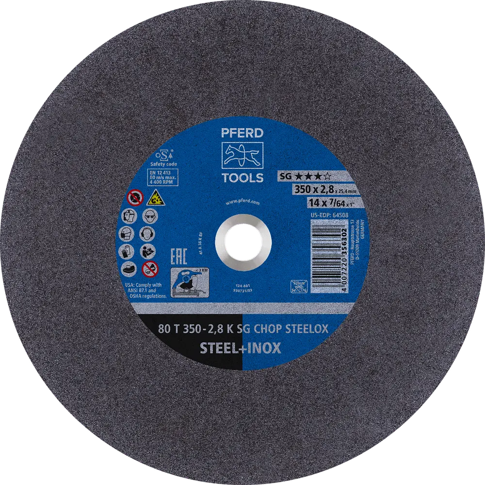 Produktfoto 1 von PFERD TOOLS Trennscheibe Metallkreissäge T 350x2,8x25,4 mm Leistungs-Li. SG CHOP STEELOX Stahl/Edelstahl, 10 Stk.