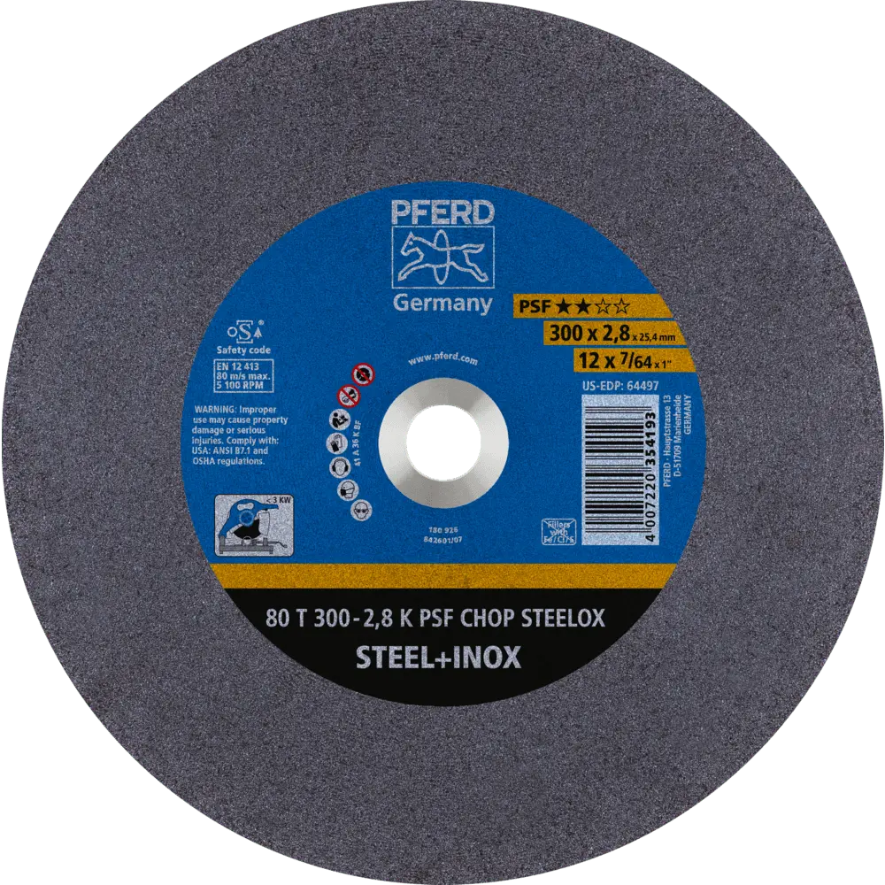 Produktfoto 1 von PFERD TOOLS Trennscheibe Metallkreissäge T 300x2,8x25,4 mm Uni.-Linie PSF CHOP STEELOX Stahl/Edelstahl, 20 Stk.