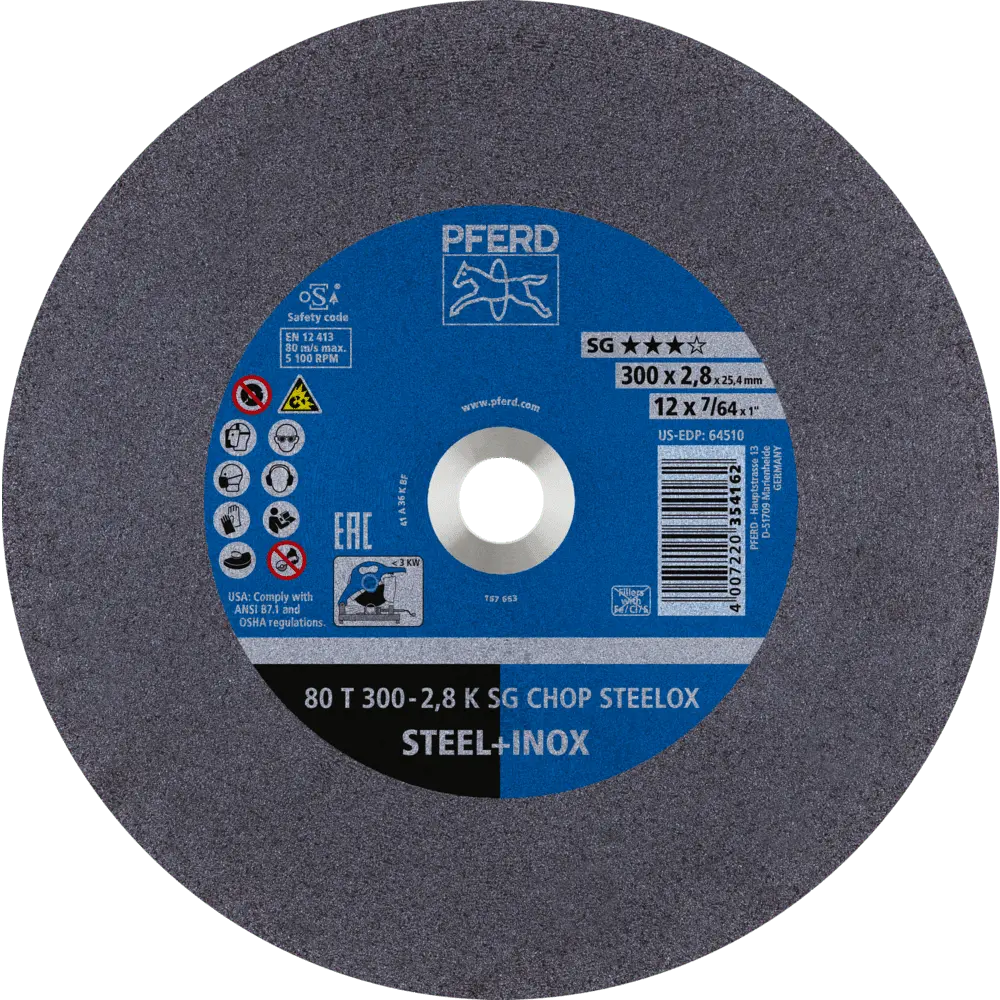 Produktfoto 1 von PFERD TOOLS Trennscheibe Metallkreissäge T 300x2,8x25,4 mm Leistungs-Li. SG CHOP STEELOX Stahl/Edelstahl, 20 Stk.