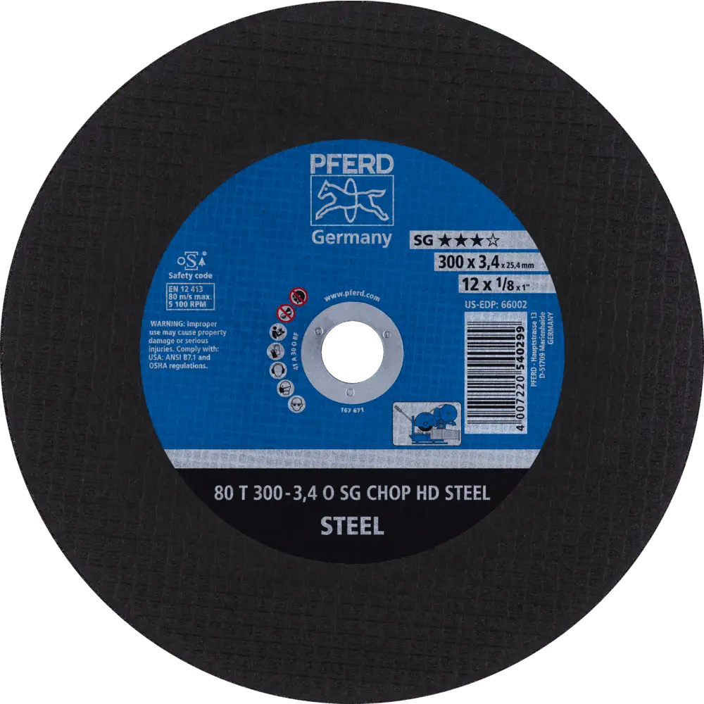Produktfoto 1 von PFERD TOOLS Trennscheibe T 300x3,4x25,4 mm Leistungslinie SG CHOP HD STEEL für Stahl, 20 Stk.