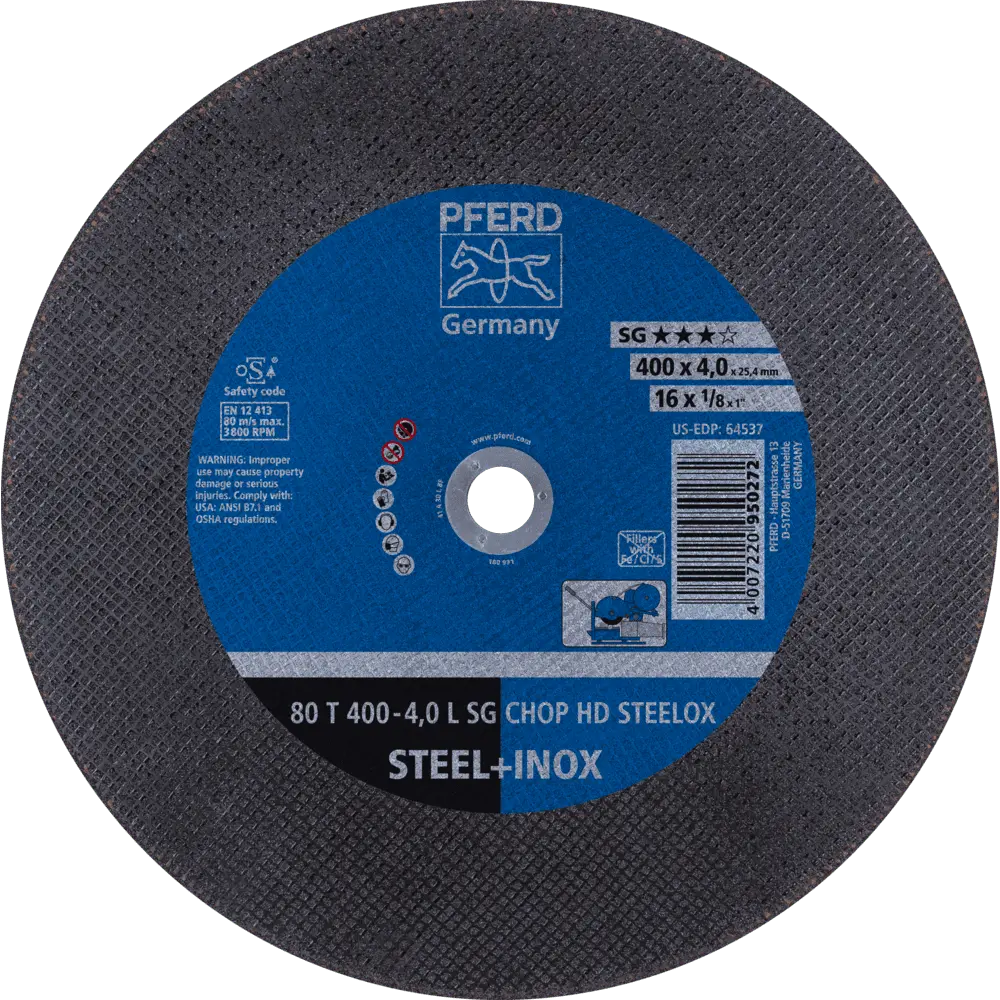 Produktfoto 1 von PFERD TOOLS Trennscheibe T 400x4,0x25,4 mm Leistungslinie SG CHOP HD STEELOX für Stahl/Edelstahl, 10 Stk.