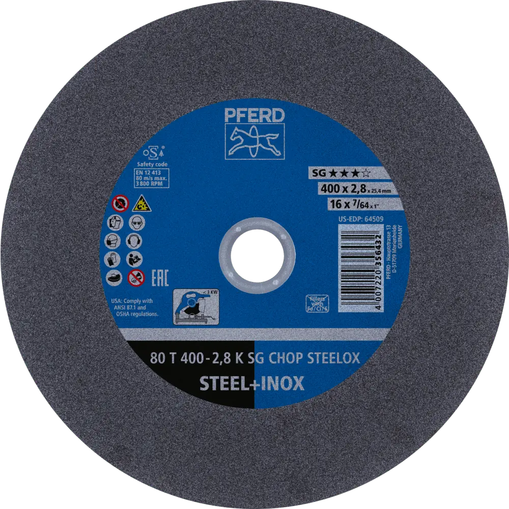 Produktfoto 1 von PFERD TOOLS Trennscheibe Metallkreissäge T 400x2,8x25,4 mm Leistungs-Li. SG CHOP STEELOX Stahl/Edelstahl, 10 Stk.