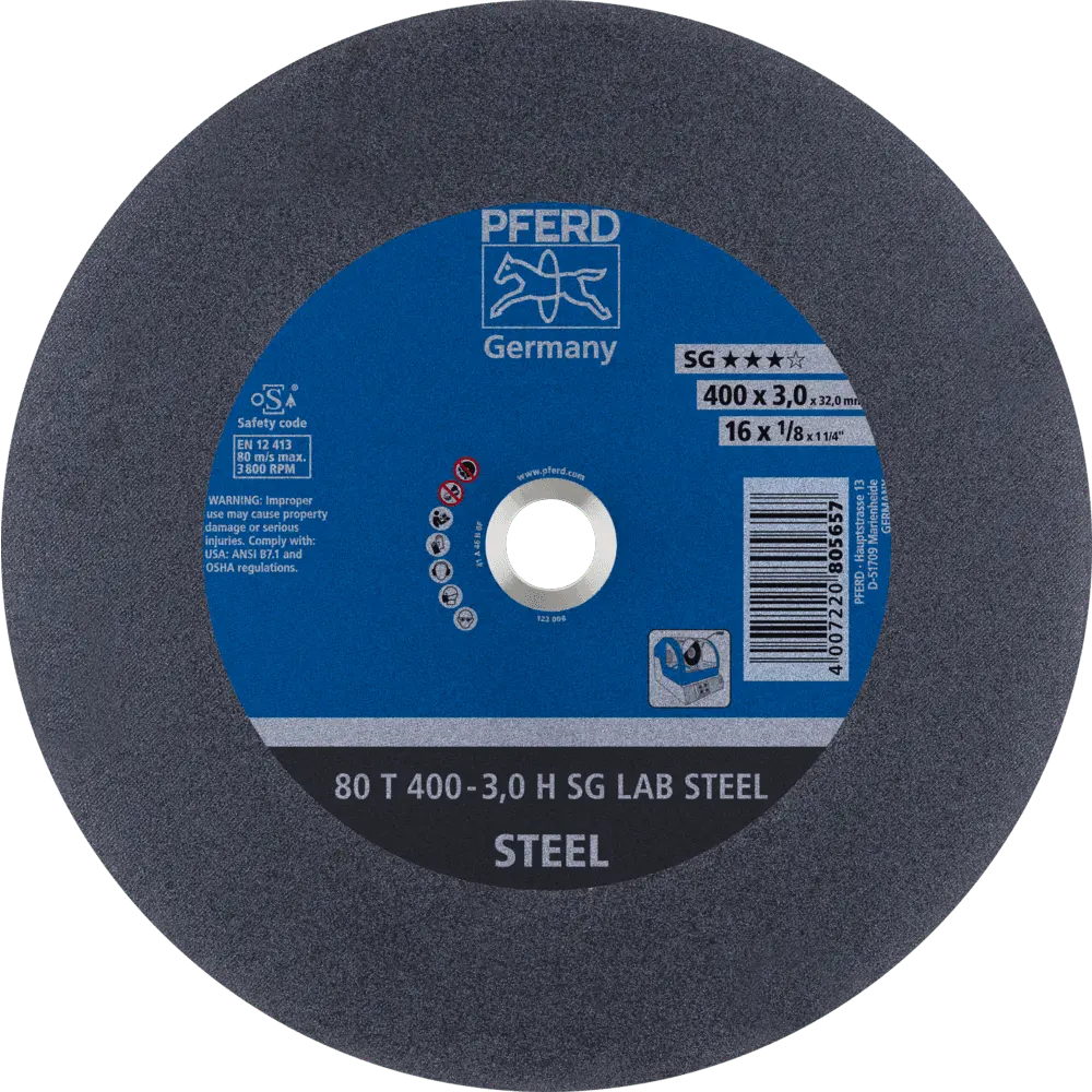Produktfoto 1 von PFERD TOOLS Labortrennscheibe T 400x3,0x32 mm Leistungslinie SG LAB STEEL für Stahl, 10 Stk.