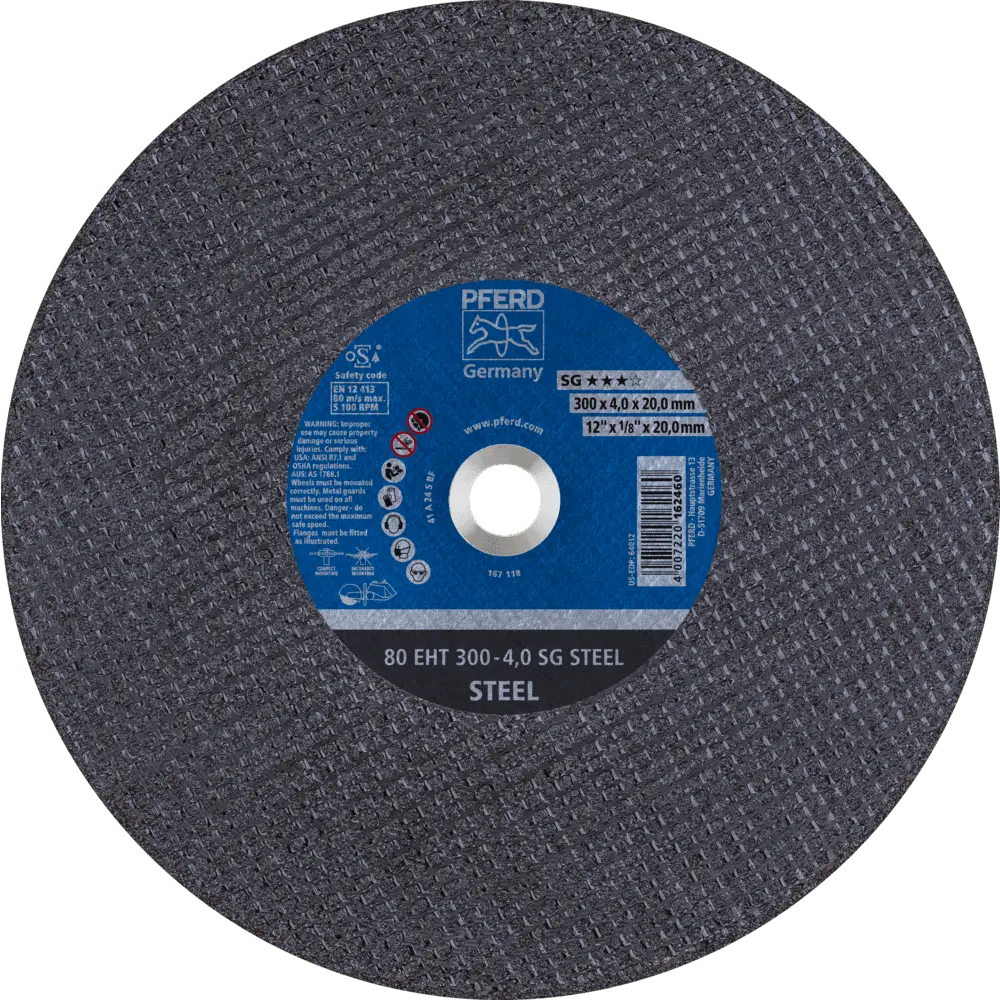 Produktfoto 1 von PFERD TOOLS Trennscheibe Trennschleifer EHT 300x4,0x20mm SG STEEL für Stahl (80 m/s), 20 Stk.