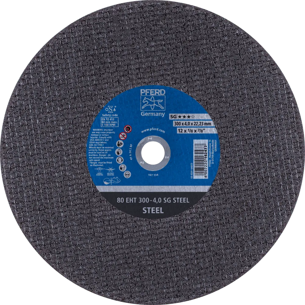 Produktfoto 1 von PFERD TOOLS Trennscheibe Trennschleifer EHT 300x4,0x22,23 mm SG STEEL für Stahl (80 m/s), 20 Stk.