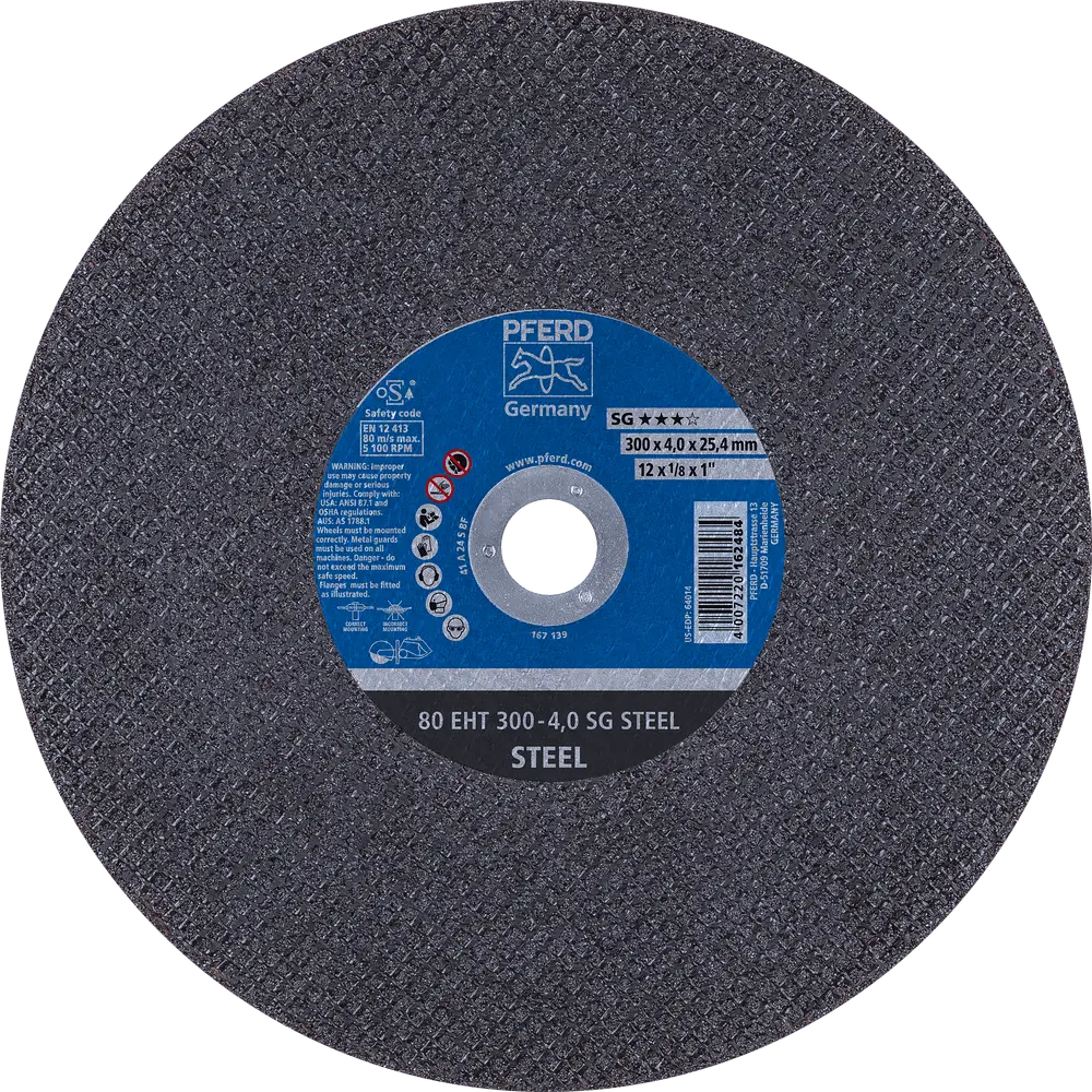 Produktfoto 1 von PFERD TOOLS Trennscheibe Trennschleifer EHT 300x4,0x25,4 mm SG STEEL für Stahl (80 m/s), 20 Stk.