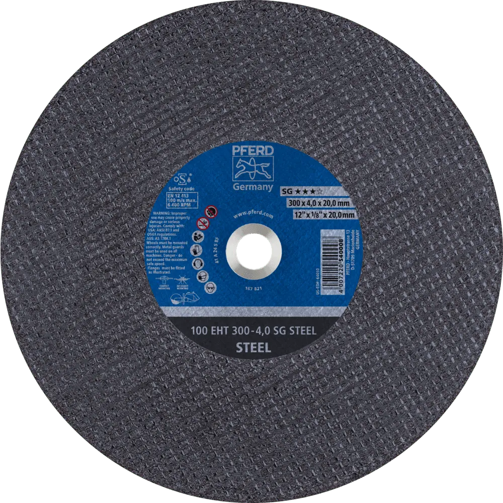 Produktfoto 1 von PFERD TOOLS Trennscheibe Trennschleifer EHT 300x4,0x20mm SG STEEL für Stahl (100 m/s), 20 Stk.