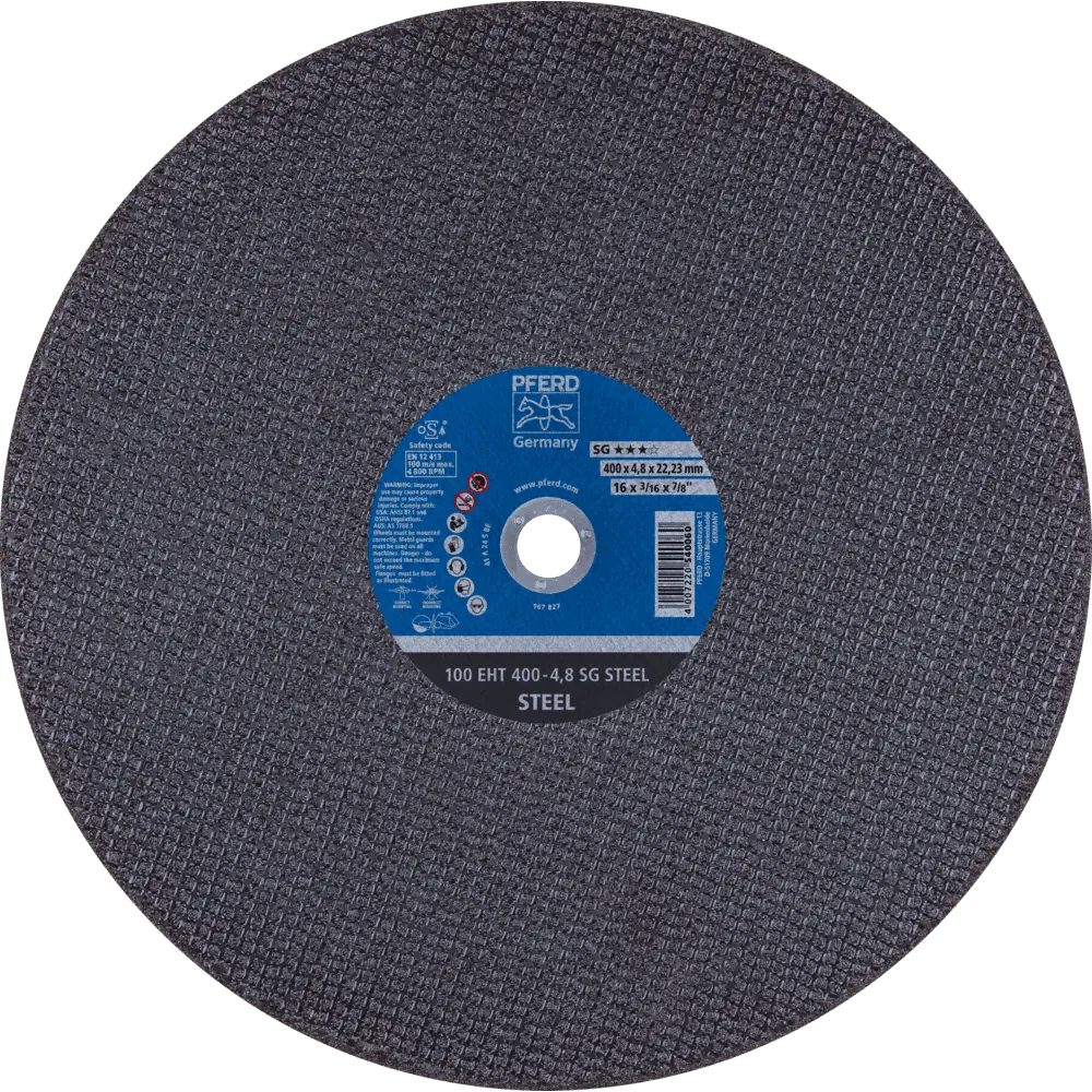 Produktfoto 1 von PFERD TOOLS Trennscheibe Trennschleifer EHT 400x4,8x22,23 mm SG STEEL für Stahl (100 m/s), 10 Stk.