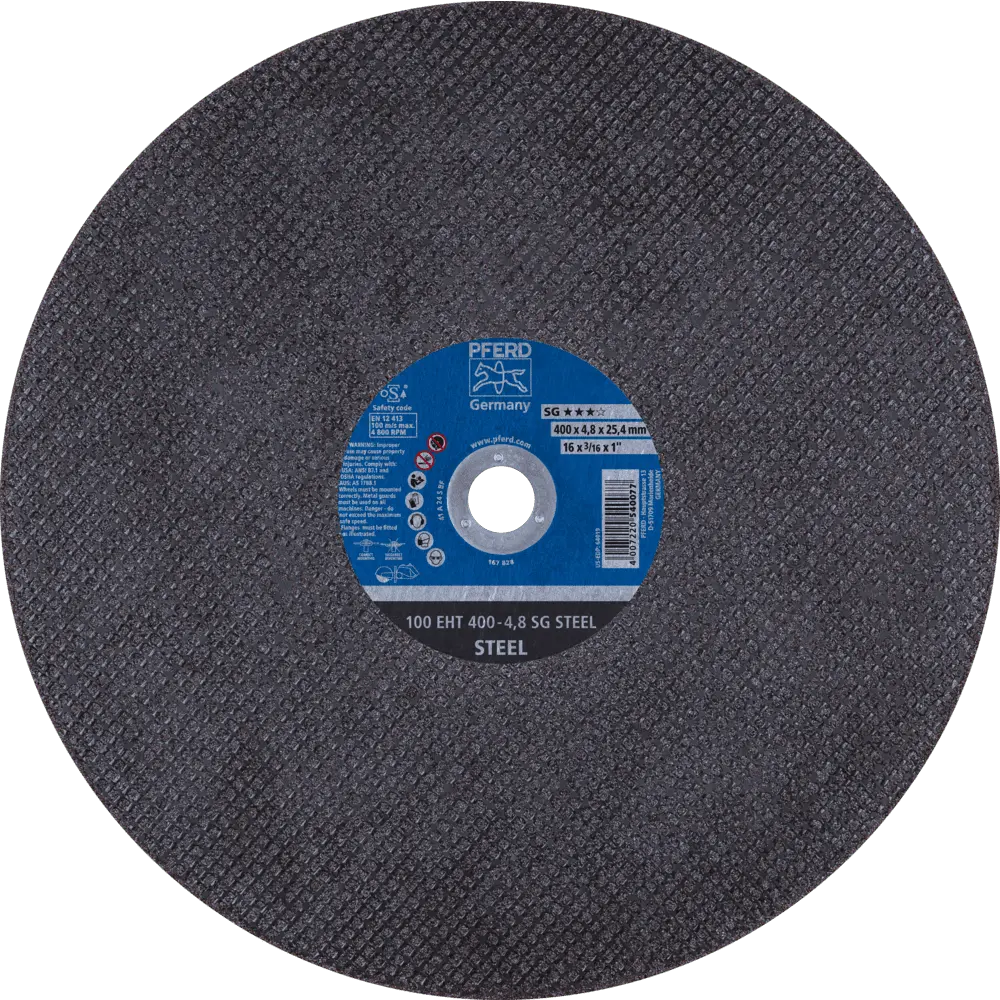 Produktfoto 1 von PFERD TOOLS Trennscheibe Trennschleifer EHT 400x4,8x25,4 mm SG STEEL für Stahl (100 m/s), 10 Stk.