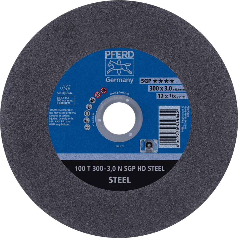 Produktfoto 1 von PFERD TOOLS Stationäre Trennscheibe T 300x3,0x40mm "weich" HD STEEL für Stahl 100m/s, 20 Stk.