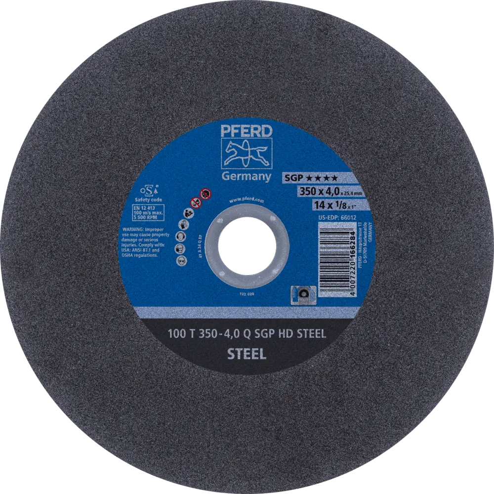 Produktfoto 1 von PFERD TOOLS Stationäre Trennscheibe T 350x4,0x25,4 mm "mittelhart" HD STEEL für Stahl 100m/s, 10 Stk.