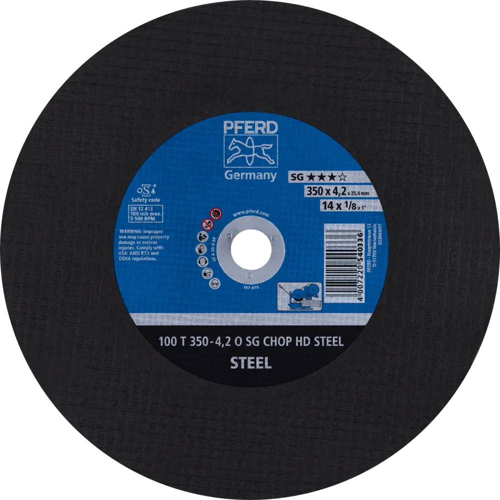 Produktfoto 1 von PFERD TOOLS Trennscheibe T 350x4,2x25,4 mm Leistungslinie SG CHOP HD STEEL für Stahl, 10 Stk.