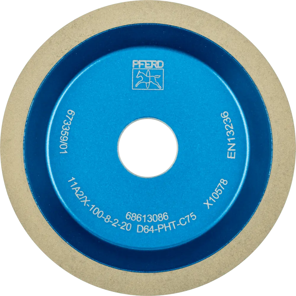 Produktfoto 1 von PFERD TOOLS Diamant-Schleifscheibe Kunstharz 11A2/60° PHT 125 mm D64 (fein) Trockenschliff