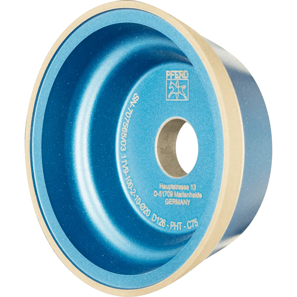 Produktfoto 1 von PFERD TOOLS Diamant-Schleifscheibe Kunstharz 11V9 PHT 125 mm D126 (mittel) Trockenschliff