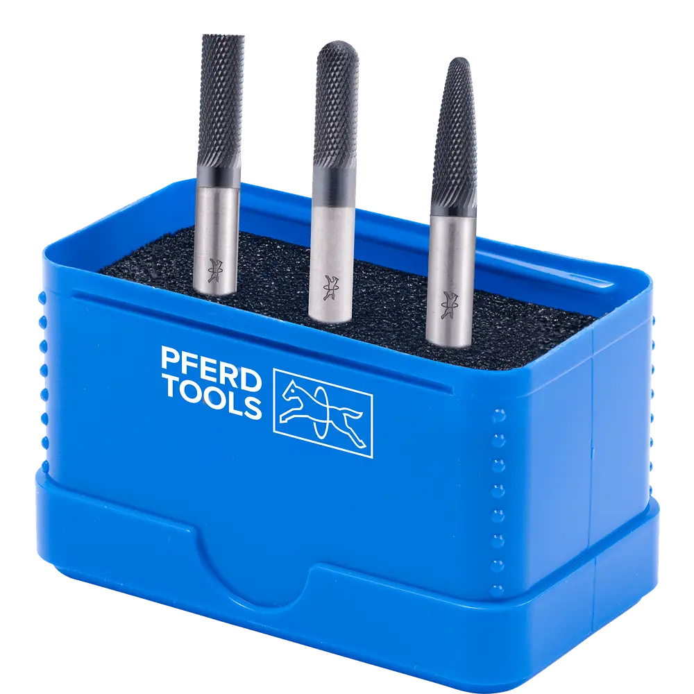 Produktfoto 1 von PFERD TOOLS Hartmetall Hochleistungsfrässtift Set 1306 MICRO 3-tlg Ø 6mm Schaft-Ø 6mm HICOAT beschichtet für die Feinbearbeitung