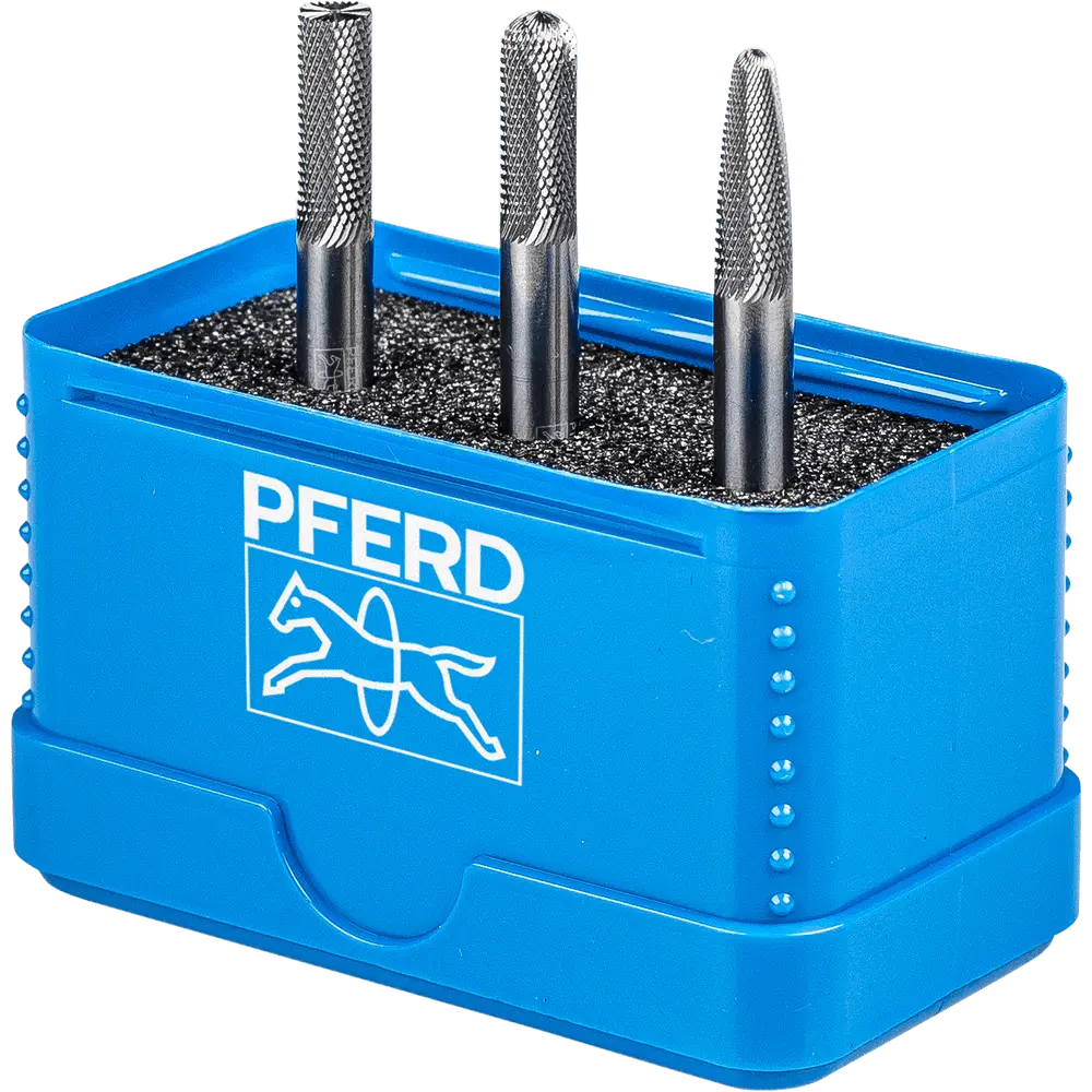 Produktfoto 1 von PFERD TOOLS Hartmetall Hochleistungskleinfrässtift Set 1306 MICRO 3-tlg. Ø 6mm Schaft-Ø 6mm Feinbearbeitung