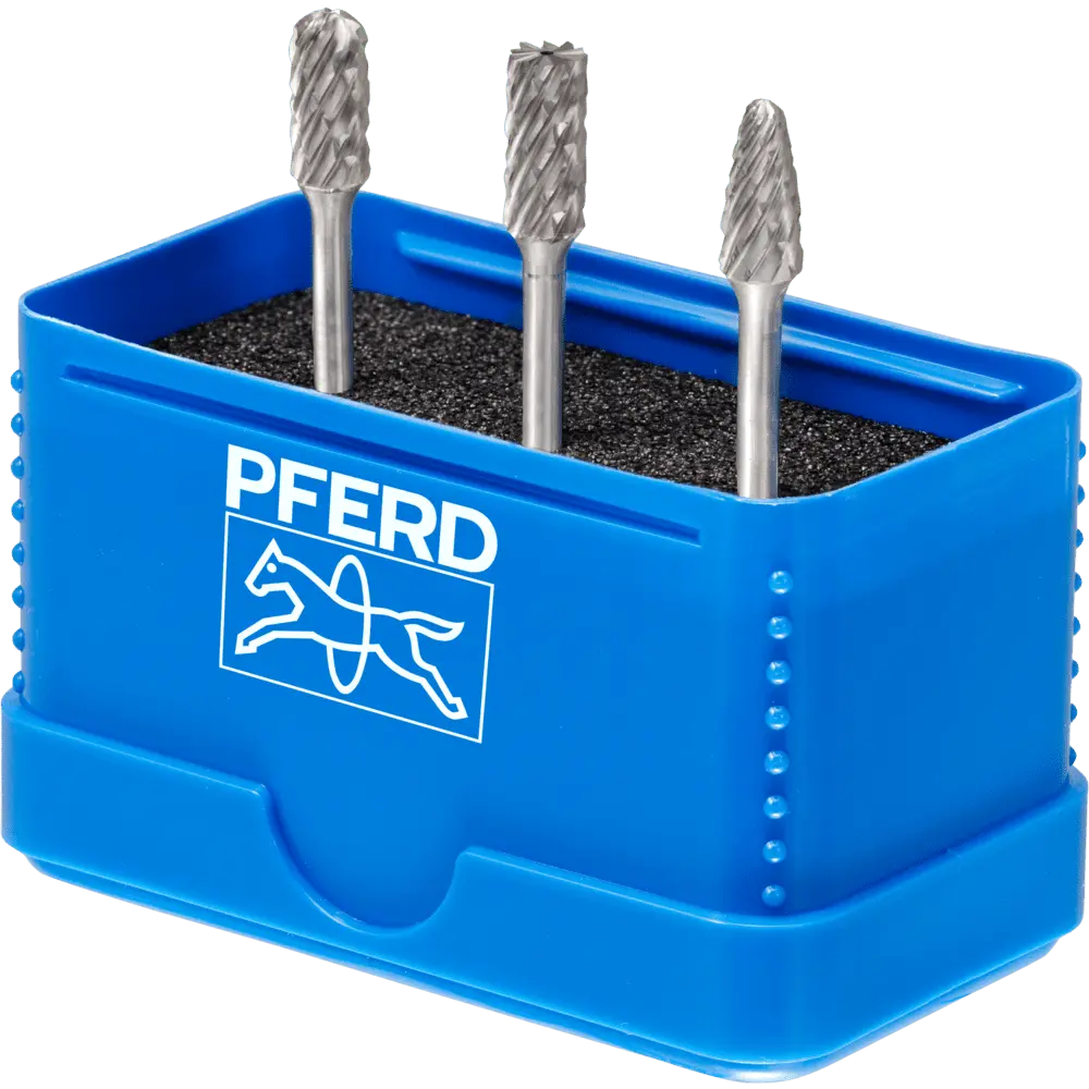 Produktfoto 1 von PFERD TOOLS Hartmetall Hochleistungsfrässtift Set 1404 ALLROUND 3-tlg. Ø 6mm Schaft-Ø 3mm universal grob (1404)
