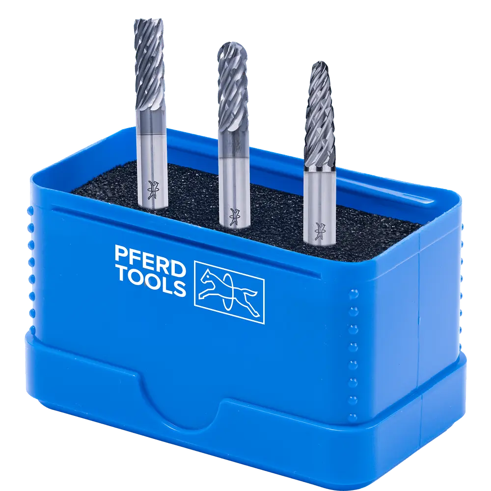 Produktfoto 1 von PFERD TOOLS Hartmetall Hochleistungsfrässtift Set 1406 ALLROUND 3-tlg. Ø 6mm Schaft-Ø 6mm HICOAT beschichtet beschichtet universal grob