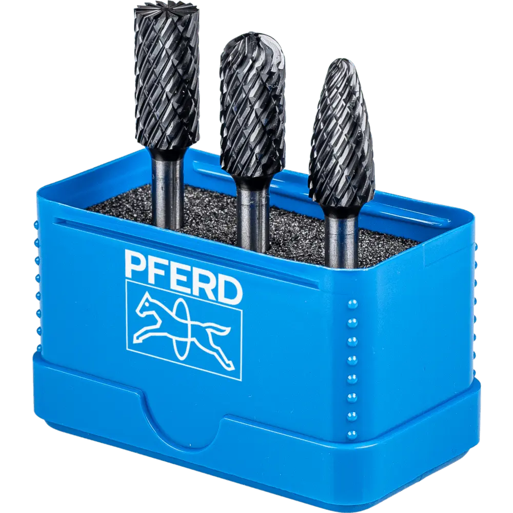 Produktfoto 1 von PFERD TOOLS Hartmetall Hochleistungsfrässtift Set 1414 ALLROUND HC-FEP 3-tlg. Schaft-Ø 6 mm universal grob