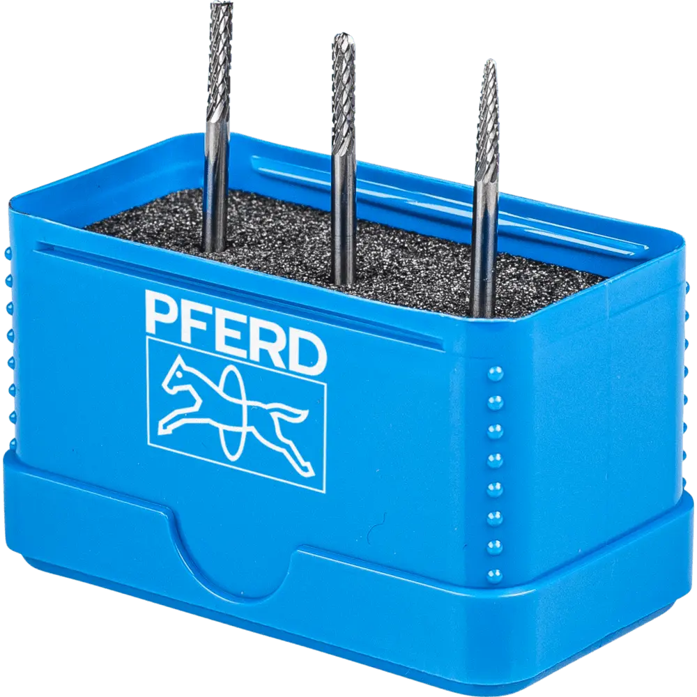 Produktfoto 1 von PFERD TOOLS Hartmetall Kleinfrässtift Set 1504 Zahnung 3 PLUS 3-tlg. Ø 3mm Schaft-Ø 3mm universal mittel kreuzverzahnt