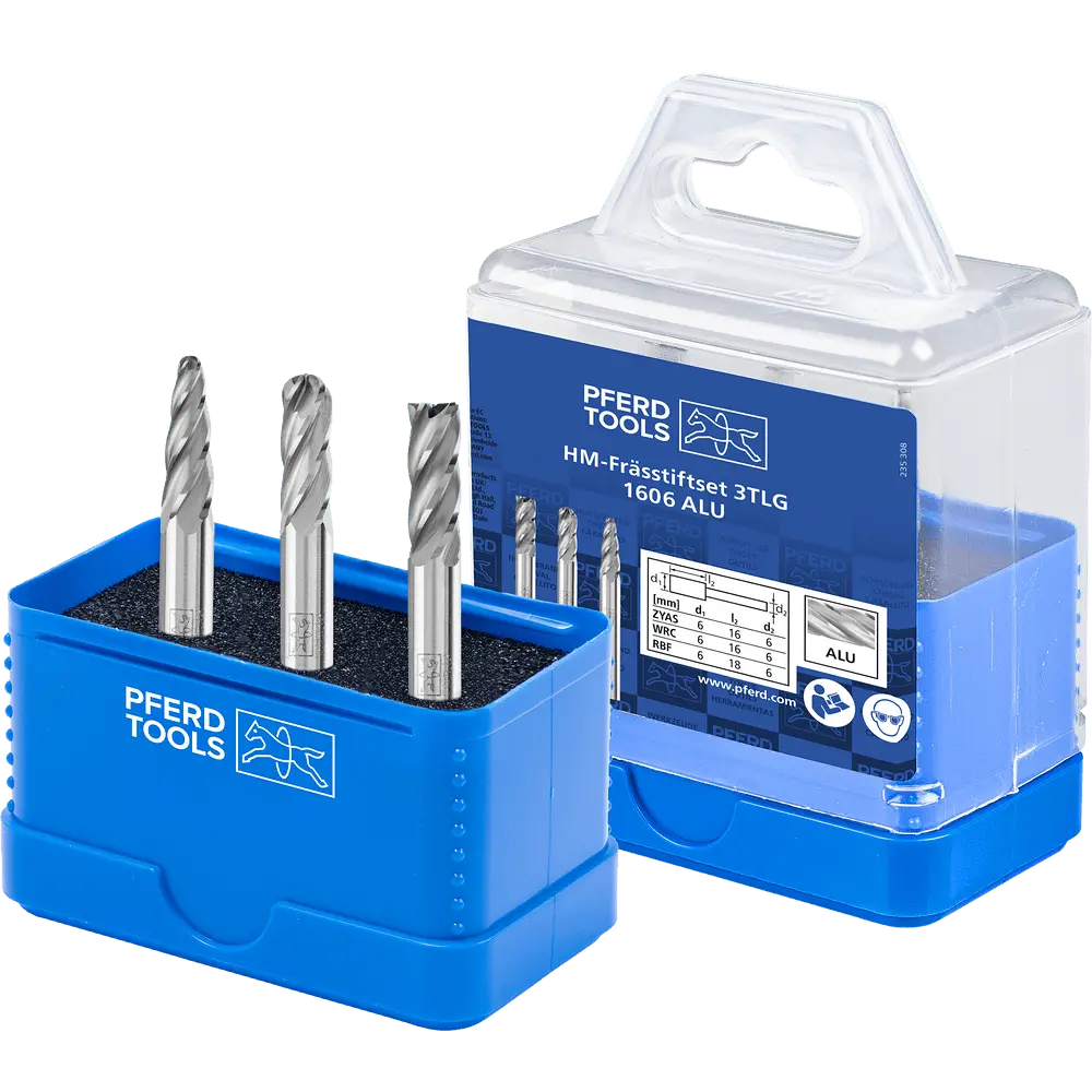 Produktfoto 1 von PFERD TOOLS Hartmetall Hochleistungsfrässtift Set 1606 ALU 3-tlg Ø 6mm Schaft-Ø 6mm für für Alu/NE Metalle