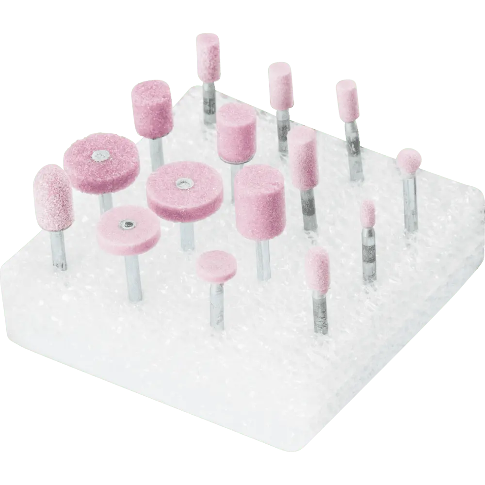 Produktfoto 1 von PFERD TOOLS STEEL EDGE Schleifstift-Set 15-tlg. Schaft-Ø 3 mm A80 für Stahl- und Stahlguss