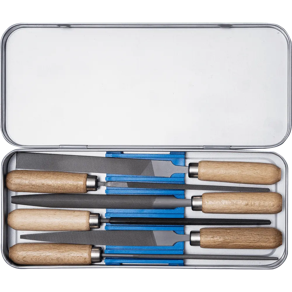 Produktfoto 1 von PFERD TOOLS Schlüsselfeilen-Set mit Holzheft 6-tlg. 100mm Hieb 2 für filigrane Feilarbeiten (265 K)