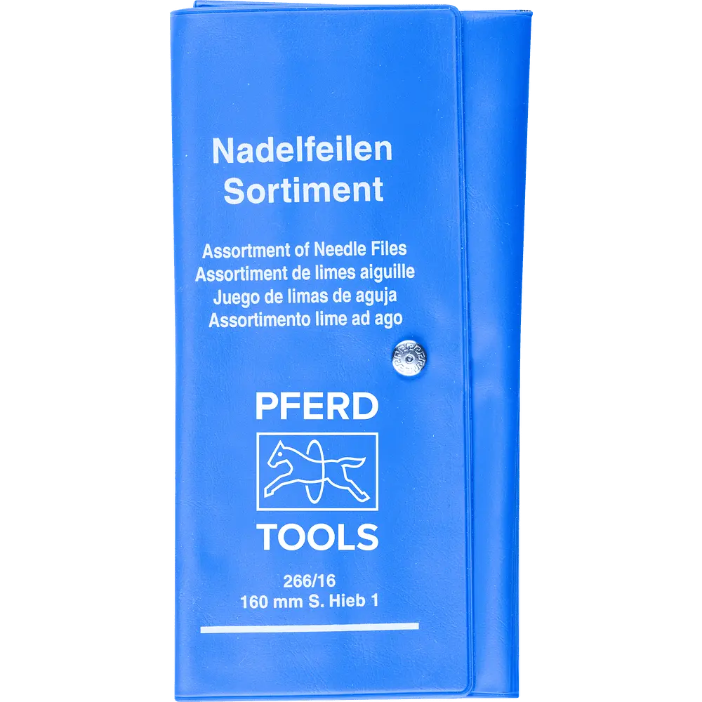 Produktfoto 1 von PFERD TOOLS Präzisions-Nadelfeilen-Set 12-tlg. in Rolltasche 160mm Schweizer Hieb 2, mittel-fein