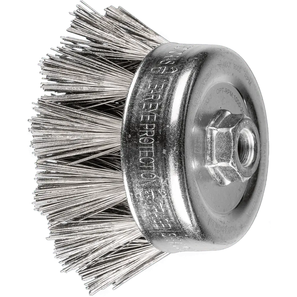 Produktfoto 1 von PFERD TOOLS Topfbürste gezopft TBG Ø 100mm M14 Edelstahl-Diamant-Draht-Ø 0,50mm Korn 270
