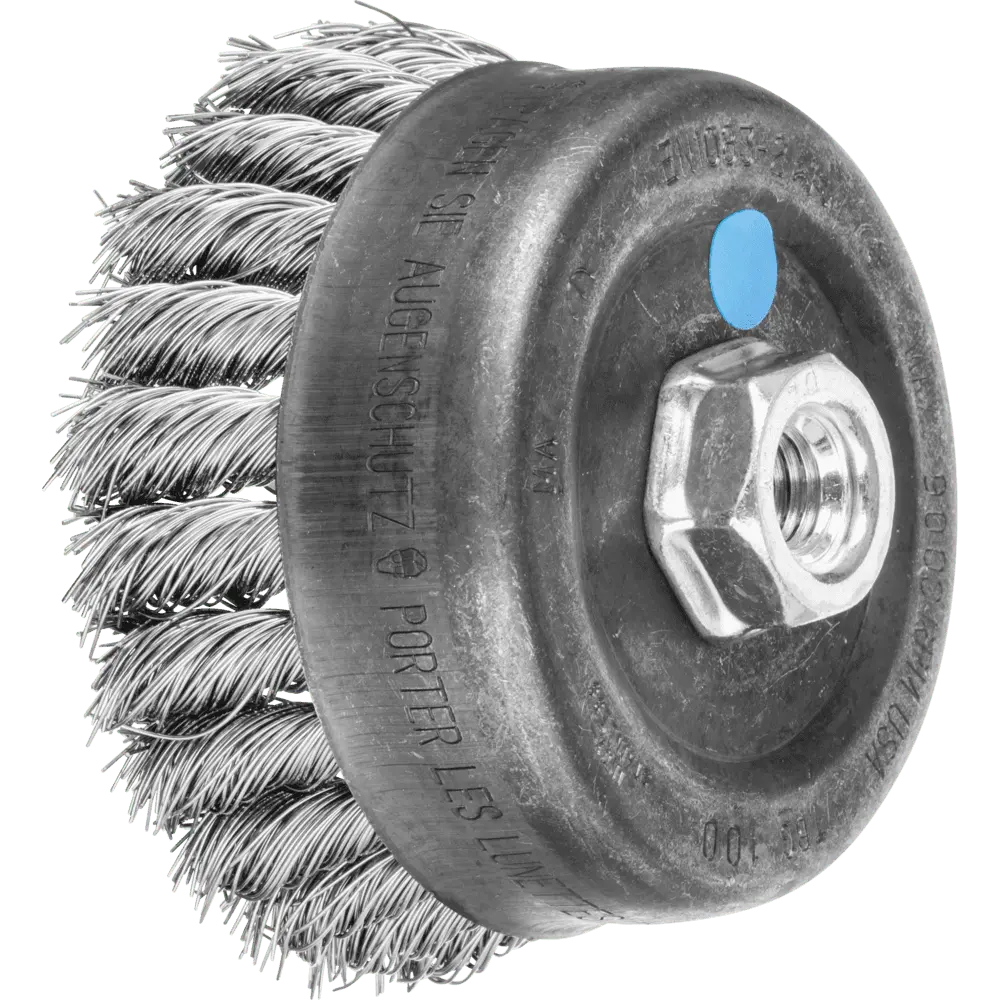 Produktfoto 1 von PFERD TOOLS Topfbürste gezopft TBG Ø 100mm M14 Edelstahl-Draht-Ø 0,50mm Winkelschleifer (1)