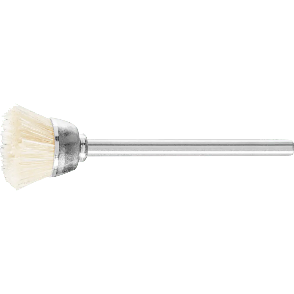 Produktfoto 1 von PFERD TOOLS Miniatur- Topfbürste TBU Ø18 mm Schaft-Ø3 mm weiße Schweineborste, 10 Stk.