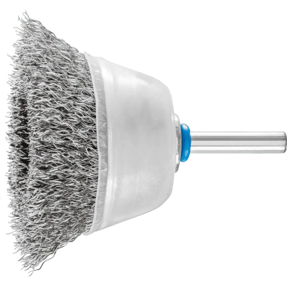 Produktfoto 1 von PFERD TOOLS Topfbürste ungezopft TBU Ø60mm Schaft-Ø6 mm Edelstahl-Draht-Ø0,30, 10 Stk.
