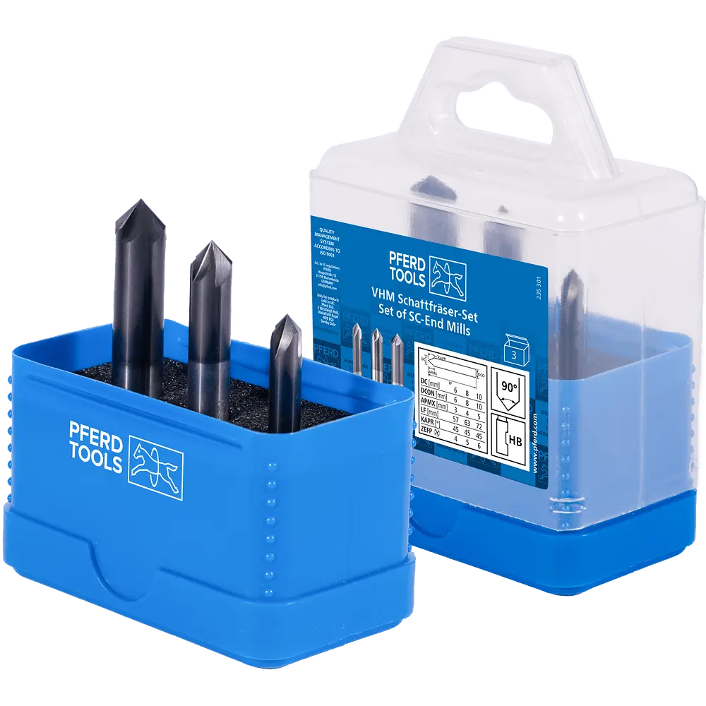 PFERD TOOLS VHM Entgratfräser Set 3-tlg. ø 6/8/10 mm 90° TiAlN Schaft HB Universal Line Anfasen Entgraten
