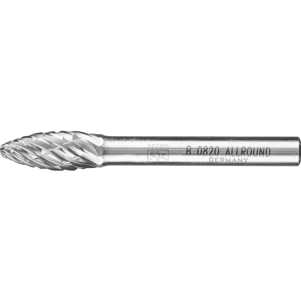 Produktfoto 1 von PFERD TOOLS Hartmetall Hochleistungsfrässtift ALLROUND Flamme B Ø 08x20mm Schaft-Ø 6 mm universal grob