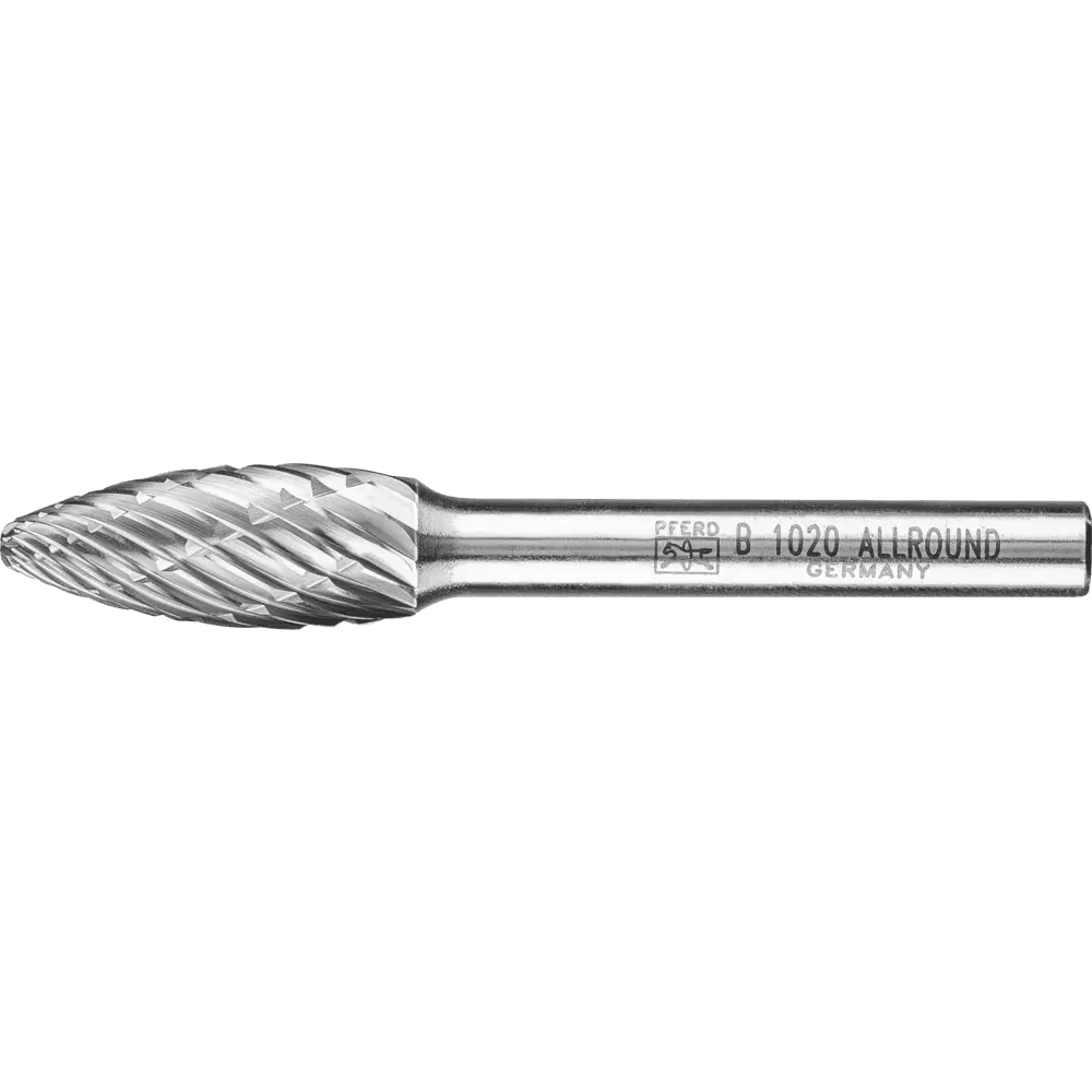 Produktfoto 1 von PFERD TOOLS Hartmetall Hochleistungsfrässtift ALLROUND Flamme B Ø 10x25 mm Schaft-Ø 6 mm universal grob