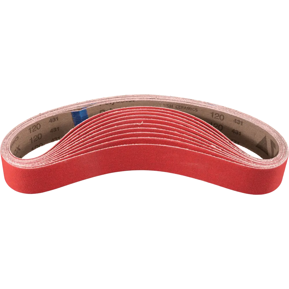 Produktfoto 1 von PFERD TOOLS Keramikkorn Schleifband BA 40x820mm CO-COOL120 für Edelstahl-Schliff mit Rohrbandschleifer, 10 Stk.